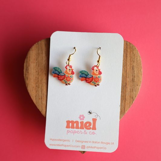 Dangle Earrings - Vintage Chicken