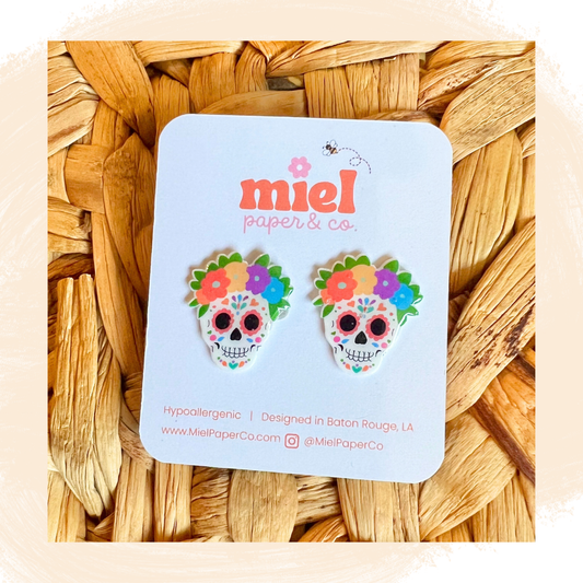 Skull Día de los Muertos Stud Earrings